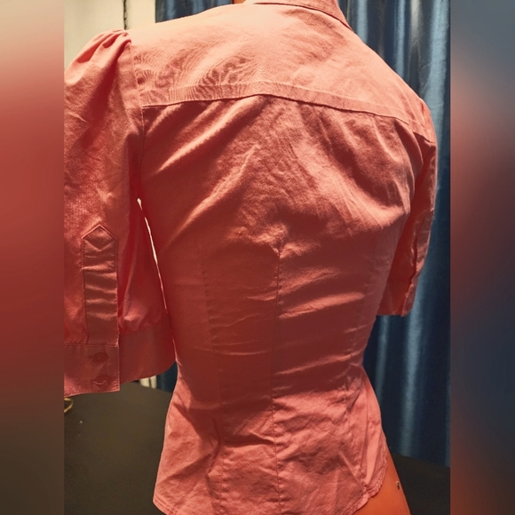 Slim fitting pink Bebe button-down blouse - Picture 2 of 3